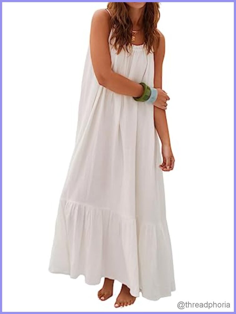 Women's Cotton Backless Maxi Dress Sleeveless Ruffle Hem Bohemian Summer